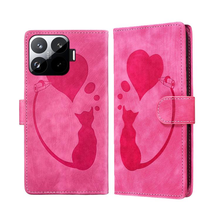 Pen Heart Cat Embossed Leather Phone Case, For Xiaomi 17T Pro 5G, For Xiaomi 17T 5G, For Xiaomi 15T Pro 5G, For Xiaomi 15T 5G, For Xiaomi Poco C75, For Xiaomi 14T Pro, For Xiaomi 14T