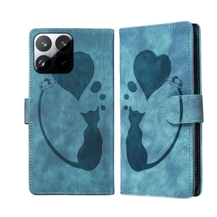 Pen Heart Cat Embossed Leather Phone Case, For Xiaomi 15T Pro 5G, For Xiaomi 15T 5G, For Xiaomi Poco C75, For Xiaomi 14T Pro, For Xiaomi 14T