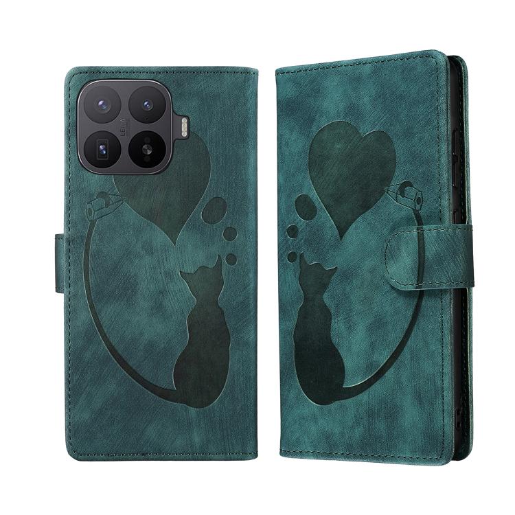 Pen Heart Cat Embossed Leather Phone Case, For Xiaomi 17T Pro 5G, For Xiaomi 17T 5G, For Xiaomi 15T Pro 5G, For Xiaomi 15T 5G, For Xiaomi Poco C75, For Xiaomi 14T Pro, For Xiaomi 14T