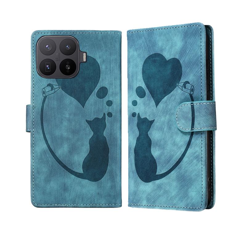 Pen Heart Cat Embossed Leather Phone Case, For Xiaomi 17T Pro 5G, For Xiaomi 17T 5G, For Xiaomi 15T Pro 5G, For Xiaomi 15T 5G, For Xiaomi Poco C75, For Xiaomi 14T Pro, For Xiaomi 14T