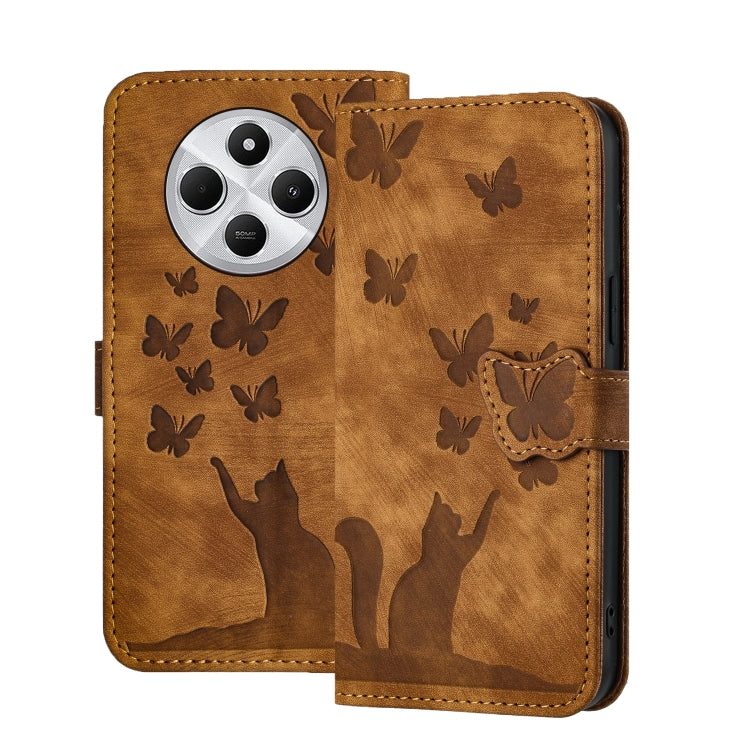 Butterfly Cat Embossing Flip Leather Phone Case, For Redmi Note 14 Pro 5G, For Redmi 14C 4G