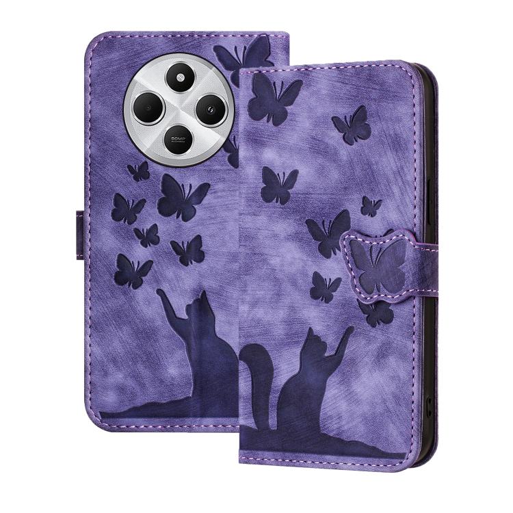 Butterfly Cat Embossing Flip Leather Phone Case, For Redmi Note 15 Pro+ 5G Global 163.3mm, For Redmi Note 15 4G / 5G Global 164mm, For Redmi Note 15 Pro 4G Global 163.2mm, For Redmi Note 15 Pro 5G Global 163.6mm, For Redmi 15C 5G / 4G EU 173mm         ...