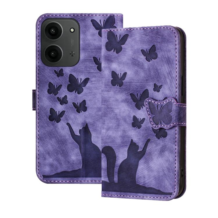 Butterfly Cat Embossing Flip Leather Phone Case, For Redmi Note 15 Pro+ 5G Global 163.3mm, For Redmi Note 15 4G / 5G Global 164mm, For Redmi Note 15 Pro 4G Global 163.2mm, For Redmi Note 15 Pro 5G Global 163.6mm, For Redmi 15C 5G / 4G EU 173mm         ...
