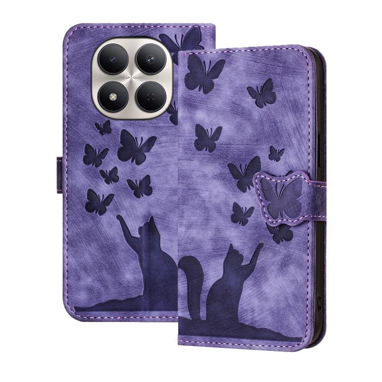 Butterfly Cat Embossing Flip Leather Phone Case, For Redmi Note 15 Pro+ 5G Global 163.3mm, For Redmi Note 15 4G / 5G Global 164mm, For Redmi Note 15 Pro 4G Global 163.2mm, For Redmi Note 15 Pro 5G Global 163.6mm, For Redmi 15C 5G / 4G EU 173mm         ...