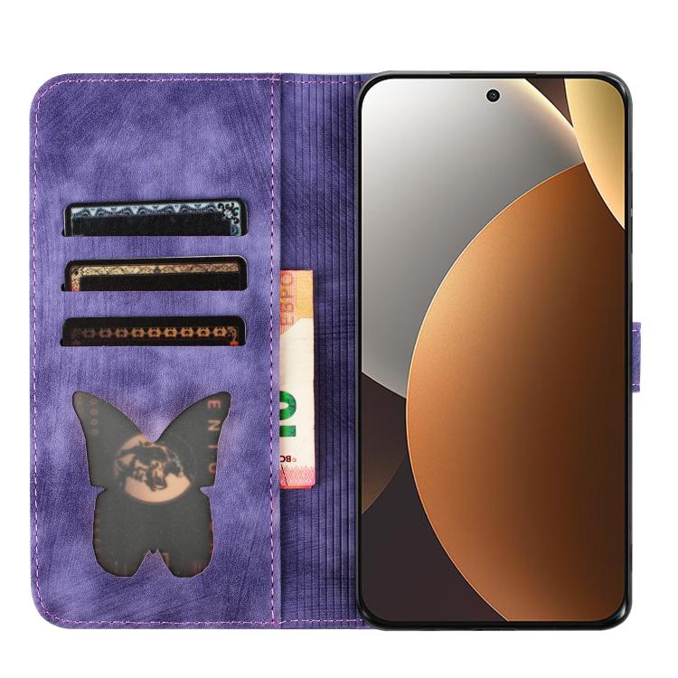 Butterfly Cat Embossing Flip Leather Phone Case, For Redmi Note 15 Pro+ 5G Global 163.3mm, For Redmi Note 15 4G / 5G Global 164mm, For Redmi Note 15 Pro 4G Global 163.2mm, For Redmi Note 15 Pro 5G Global 163.6mm, For Redmi 15C 5G / 4G EU 173mm         ...
