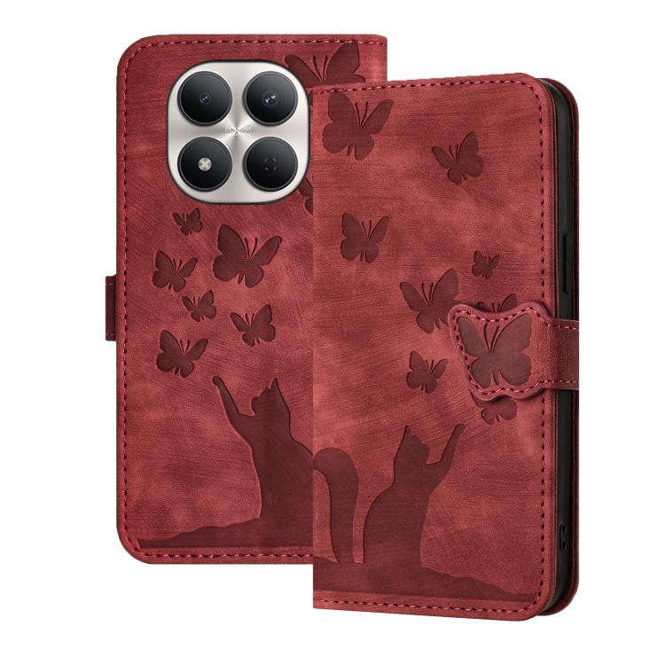 Butterfly Cat Embossing Flip Leather Phone Case, For Redmi Note 15 Pro+ 5G Global 163.3mm, For Redmi Note 15 4G / 5G Global 164mm, For Redmi Note 15 Pro 4G Global 163.2mm, For Redmi Note 15 Pro 5G Global 163.6mm, For Redmi 15C 5G / 4G EU 173mm         ...