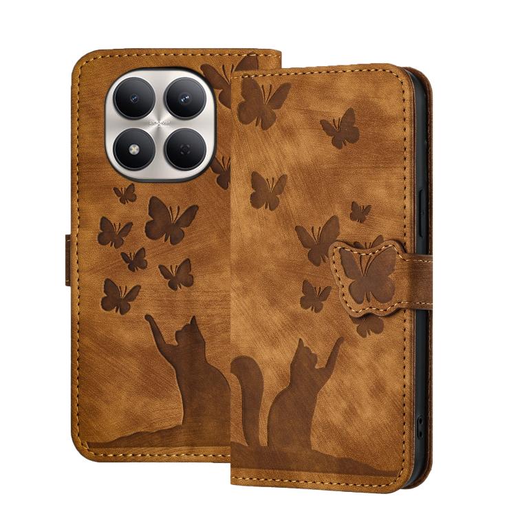 Butterfly Cat Embossing Flip Leather Phone Case, For Redmi Note 15 Pro+ 5G Global 163.3mm, For Redmi Note 15 4G / 5G Global 164mm, For Redmi Note 15 Pro 4G Global 163.2mm, For Redmi Note 15 Pro 5G Global 163.6mm, For Redmi 15C 5G / 4G EU 173mm         ...