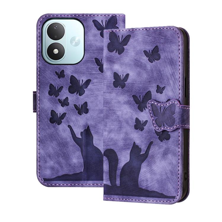 Butterfly Cat Embossing Flip Leather Phone Case, For Redmi Note 17 5G / 4G Global 169.7mm, For Redmi Note 17 Pro Max 5G Global 163.4mm, For Redmi Note 17 Pro 5G Global 163.5mm, For Redmi 17 5G / 4G Global 170mm, For Redmi Note 15 Pro+ 5G Global 163.3mm...