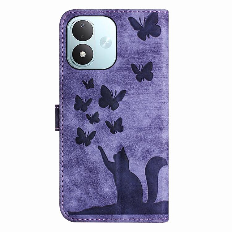 Butterfly Cat Embossing Flip Leather Phone Case, For Redmi Note 17 5G / 4G Global 169.7mm, For Redmi Note 17 Pro Max 5G Global 163.4mm, For Redmi Note 17 Pro 5G Global 163.5mm, For Redmi 17 5G / 4G Global 170mm, For Redmi Note 15 Pro+ 5G Global 163.3mm...
