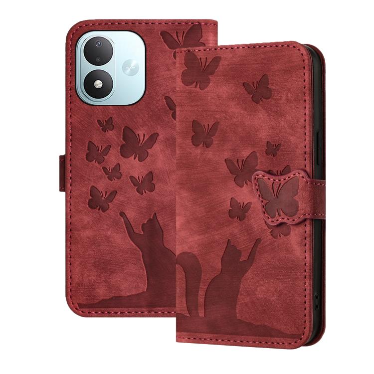 Butterfly Cat Embossing Flip Leather Phone Case, For Redmi Note 17 5G / 4G Global 169.7mm, For Redmi Note 17 Pro Max 5G Global 163.4mm, For Redmi Note 17 Pro 5G Global 163.5mm, For Redmi 17 5G / 4G Global 170mm, For Redmi Note 15 Pro+ 5G Global 163.3mm...