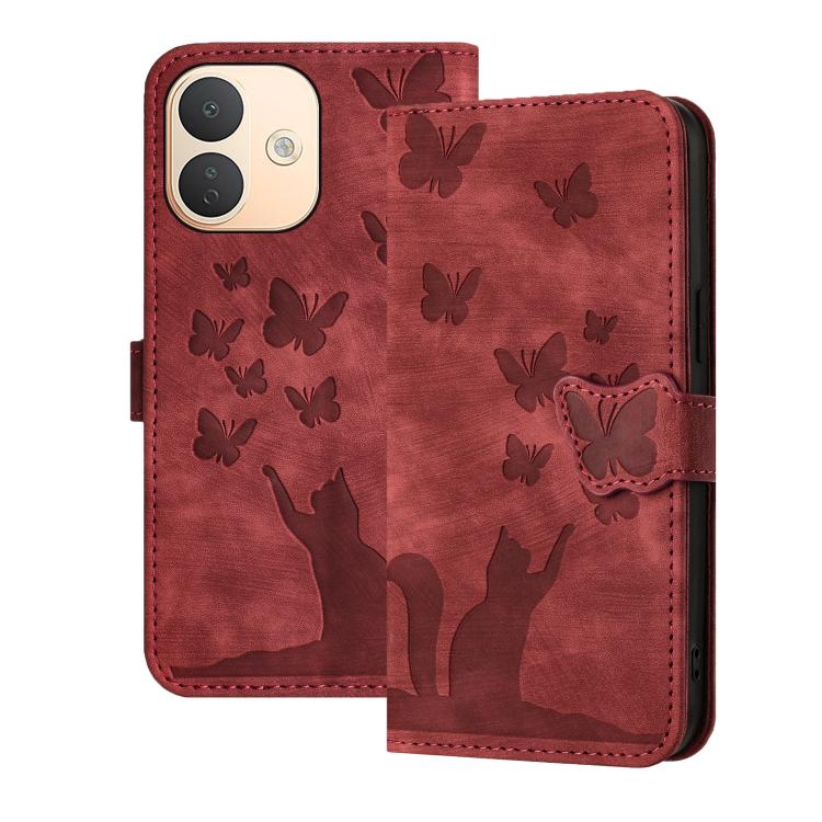 Butterfly Cat Embossing Flip Leather Phone Case, For Redmi Note 17 5G / 4G Global 169.7mm, For Redmi Note 17 Pro Max 5G Global 163.4mm, For Redmi Note 17 Pro 5G Global 163.5mm, For Redmi 17 5G / 4G Global 170mm, For Redmi Note 15 Pro+ 5G Global 163.3mm...