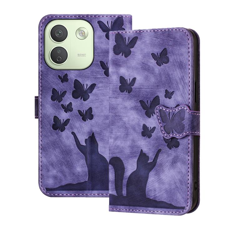 Butterfly Cat Embossing Flip Leather Phone Case, For Redmi Note 17 5G / 4G Global 169.7mm, For Redmi Note 17 Pro Max 5G Global 163.4mm, For Redmi Note 17 Pro 5G Global 163.5mm, For Redmi 17 5G / 4G Global 170mm, For Redmi Note 15 Pro+ 5G Global 163.3mm...
