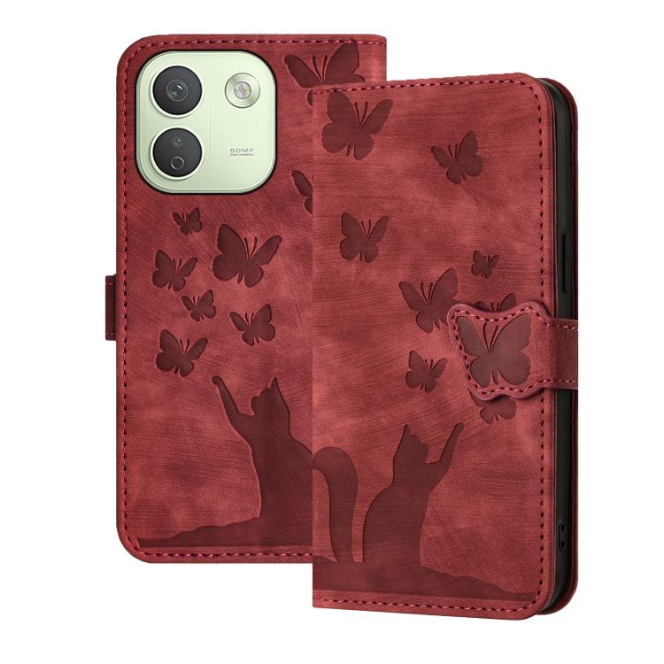 Butterfly Cat Embossing Flip Leather Phone Case, For Redmi Note 17 5G / 4G Global 169.7mm, For Redmi Note 17 Pro Max 5G Global 163.4mm, For Redmi Note 17 Pro 5G Global 163.5mm, For Redmi 17 5G / 4G Global 170mm, For Redmi Note 15 Pro+ 5G Global 163.3mm...