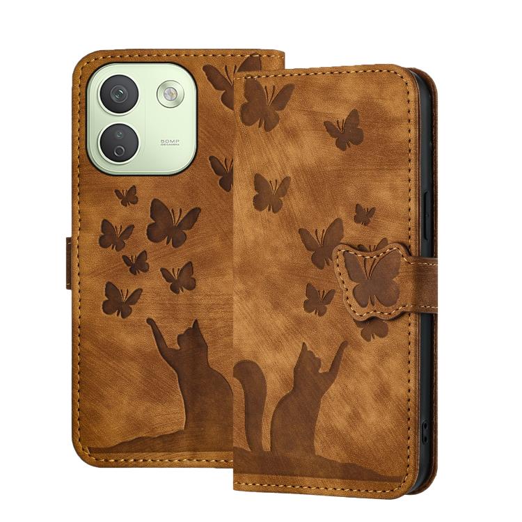 Butterfly Cat Embossing Flip Leather Phone Case, For Redmi Note 17 5G / 4G Global 169.7mm, For Redmi Note 17 Pro Max 5G Global 163.4mm, For Redmi Note 17 Pro 5G Global 163.5mm, For Redmi 17 5G / 4G Global 170mm, For Redmi Note 15 Pro+ 5G Global 163.3mm...