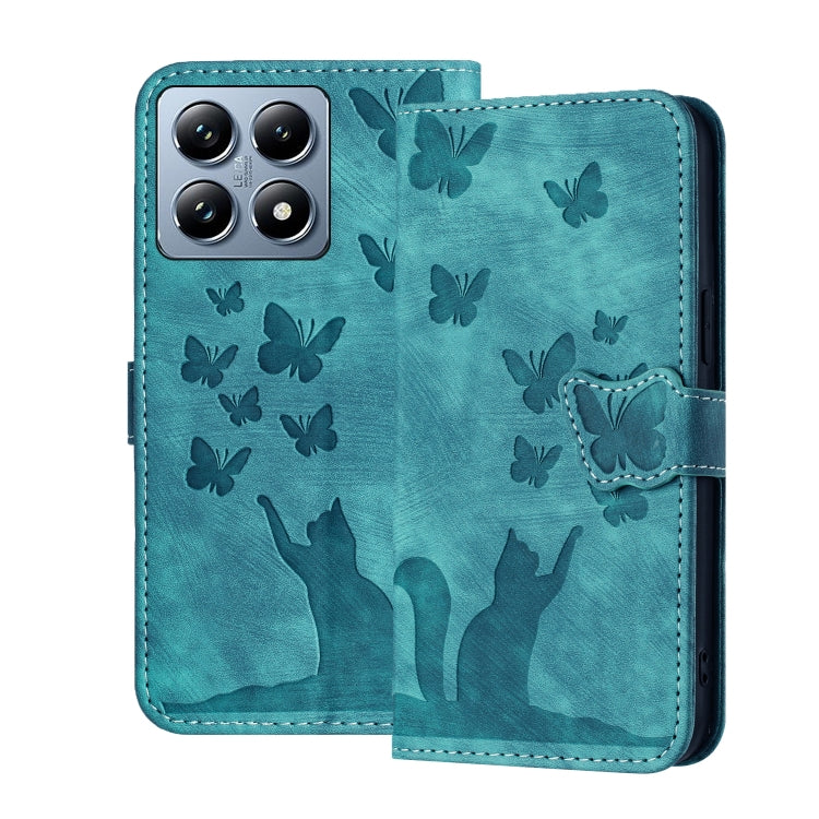 Butterfly Cat Embossing Flip Leather Phone Case, For Xiaomi 15T Pro 5G, For Xiaomi 15T 5G, For Xiaomi Poco C75, For Xiaomi 14T Pro, For Xiaomi 14T