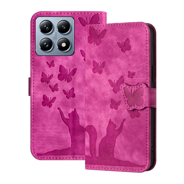 Butterfly Cat Embossing Flip Leather Phone Case, For Xiaomi 15T Pro 5G, For Xiaomi 15T 5G, For Xiaomi Poco C75, For Xiaomi 14T Pro, For Xiaomi 14T