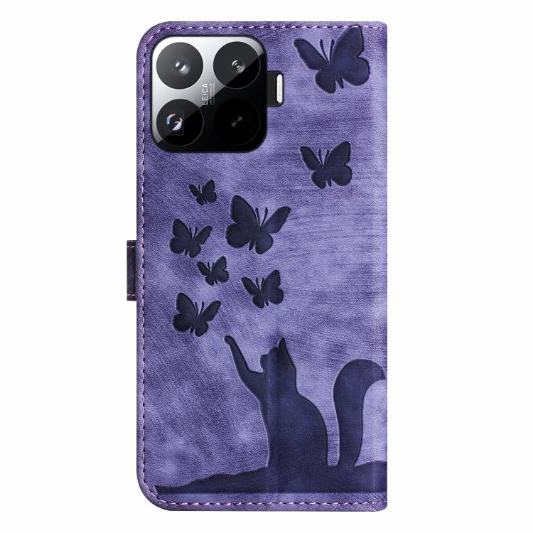 Butterfly Cat Embossing Flip Leather Phone Case, For Xiaomi 15T Pro 5G, For Xiaomi 15T 5G, For Xiaomi Poco C75, For Xiaomi 14T Pro, For Xiaomi 14T