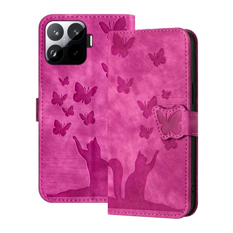 Butterfly Cat Embossing Flip Leather Phone Case, For Xiaomi 17T Pro 5G, For Xiaomi 17T 5G, For Xiaomi 15T Pro 5G, For Xiaomi 15T 5G, For Xiaomi Poco C75, For Xiaomi 14T Pro, For Xiaomi 14T