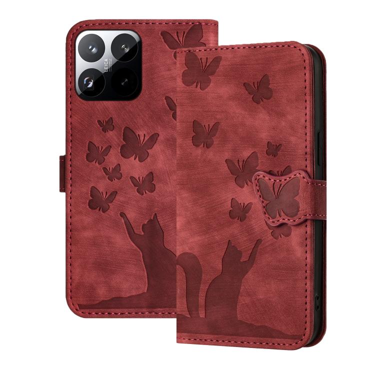 Butterfly Cat Embossing Flip Leather Phone Case, For Xiaomi 17T Pro 5G, For Xiaomi 17T 5G, For Xiaomi 15T Pro 5G, For Xiaomi 15T 5G, For Xiaomi Poco C75, For Xiaomi 14T Pro, For Xiaomi 14T