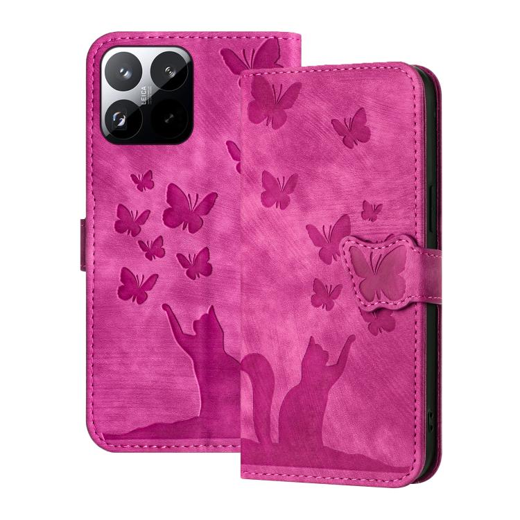 Butterfly Cat Embossing Flip Leather Phone Case, For Xiaomi 17T Pro 5G, For Xiaomi 17T 5G, For Xiaomi 15T Pro 5G, For Xiaomi 15T 5G, For Xiaomi Poco C75, For Xiaomi 14T Pro, For Xiaomi 14T