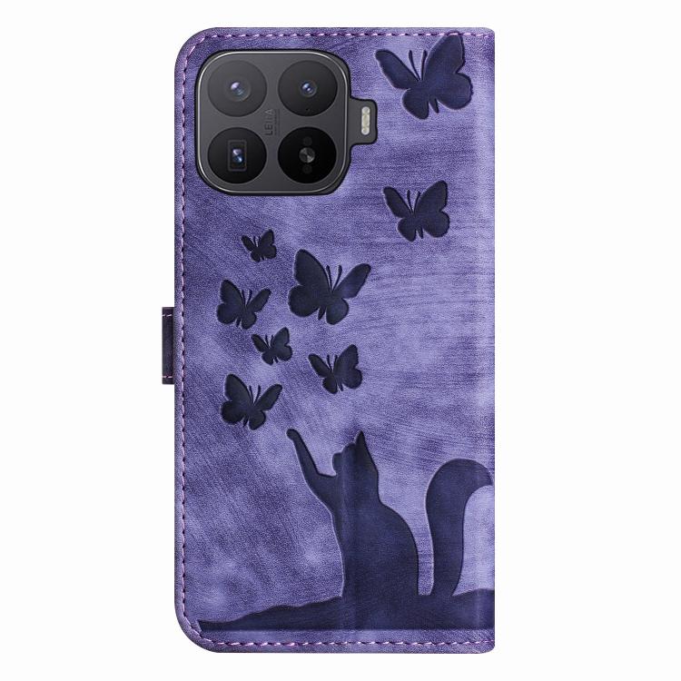 Butterfly Cat Embossing Flip Leather Phone Case, For Xiaomi 17T Pro 5G, For Xiaomi 17T 5G, For Xiaomi 15T Pro 5G, For Xiaomi 15T 5G, For Xiaomi Poco C75, For Xiaomi 14T Pro, For Xiaomi 14T