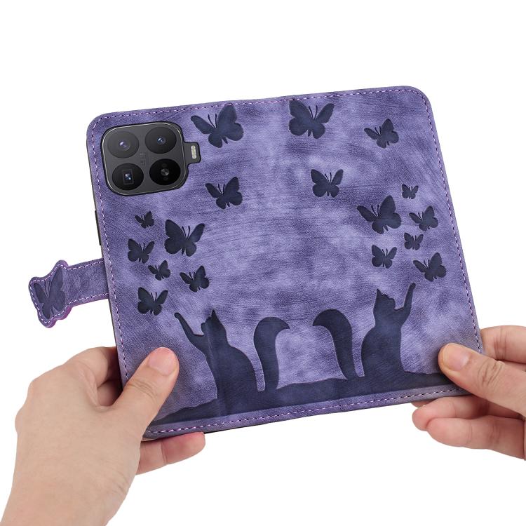 Butterfly Cat Embossing Flip Leather Phone Case, For Xiaomi 17T Pro 5G, For Xiaomi 17T 5G, For Xiaomi 15T Pro 5G, For Xiaomi 15T 5G, For Xiaomi Poco C75, For Xiaomi 14T Pro, For Xiaomi 14T