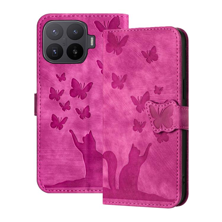 Butterfly Cat Embossing Flip Leather Phone Case, For Xiaomi 17T Pro 5G, For Xiaomi 17T 5G, For Xiaomi 15T Pro 5G, For Xiaomi 15T 5G, For Xiaomi Poco C75, For Xiaomi 14T Pro, For Xiaomi 14T