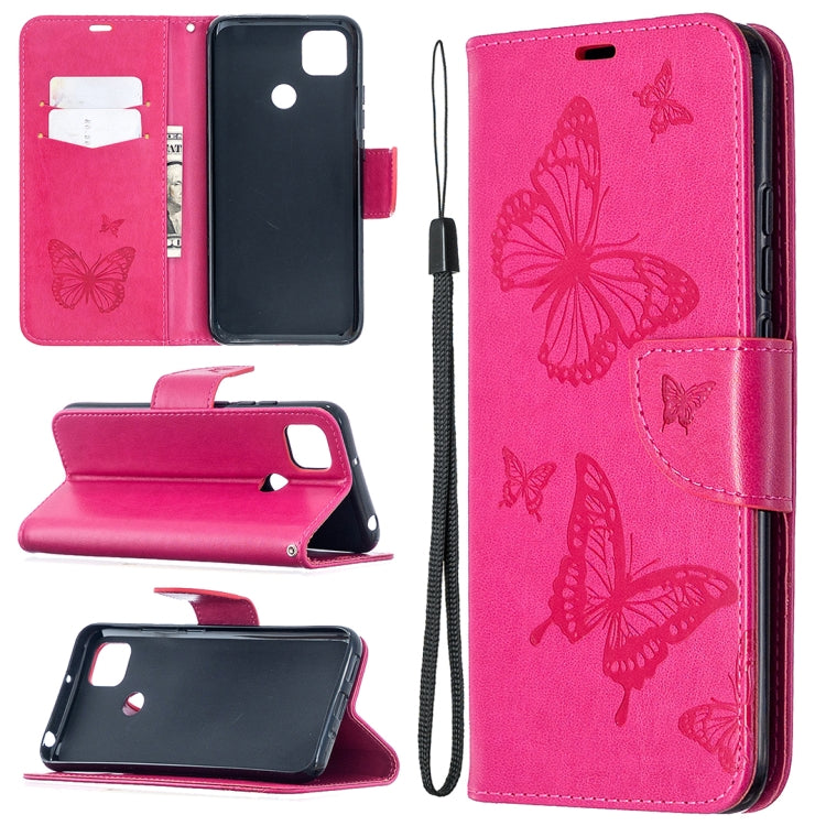 Two Butterflies Embossing Pattern Horizontal Flip Leather Case with Holder & Card Slot & Wallet & Lanyard, For Xiaomi Redmi 9A, For Xiaomi Redmi 9C
