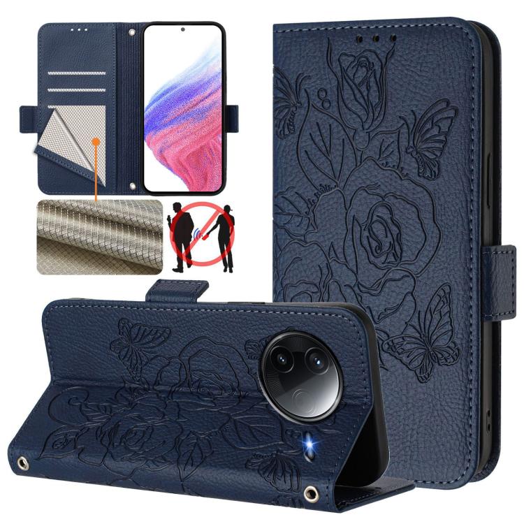 Embossed Rose RFID Anti-theft Leather Phone Case, For Redmi Note 15 Pro 5G Global 163.6mm, For Redmi 15 5G / 4G EU 171mm, For Redmi Note 14 4G 164.84mm EU Version, For Redmi K80 5G / K80 Pro 5G, For Redmi Note 14 Pro 4G, For Redmi Note 14 4G 163.25mm  ...