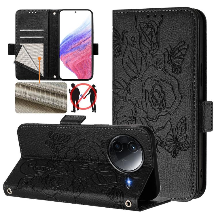 Embossed Rose RFID Anti-theft Leather Phone Case, For Redmi Note 15 Pro 5G Global 163.6mm, For Redmi 15 5G / 4G EU 171mm, For Redmi Note 14 4G 164.84mm EU Version, For Redmi K80 5G / K80 Pro 5G, For Redmi Note 14 Pro 4G, For Redmi Note 14 4G 163.25mm  ...