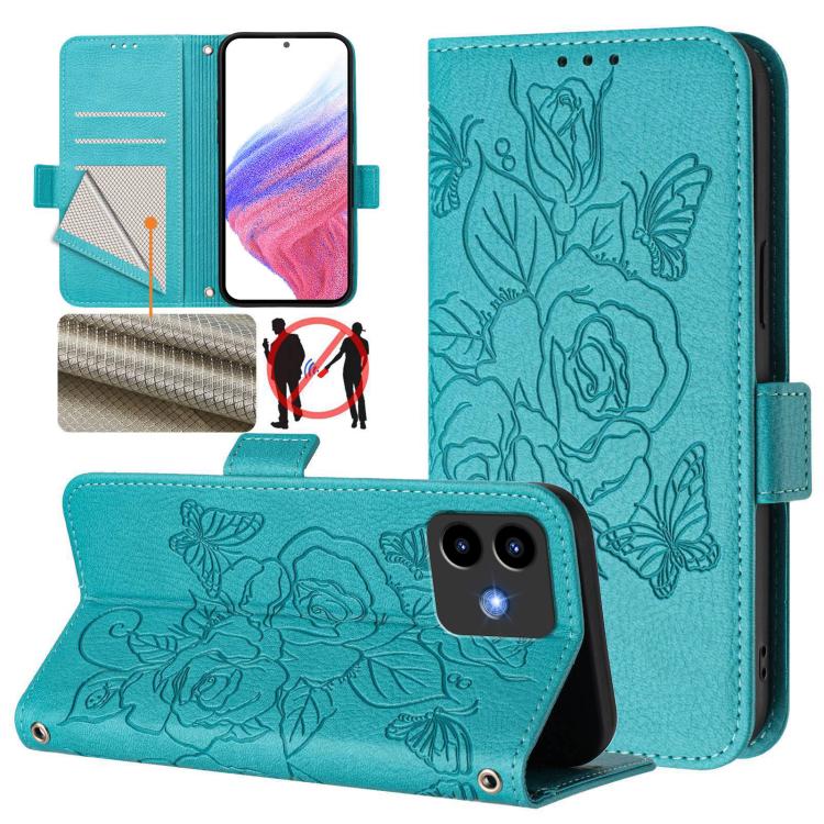 Embossed Rose RFID Anti-theft Leather Phone Case, For Cubot A40, For Cubot P90, For Cubot A30, For Cubot A20, For Cubot Max 5, For Cubot A10, For Cubot Note 40, For Cubot P50
