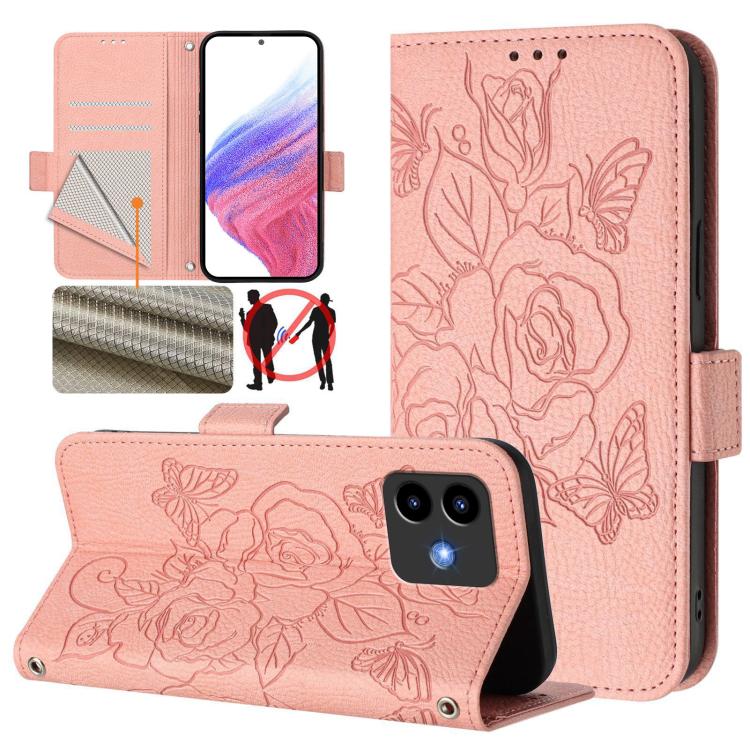 Embossed Rose RFID Anti-theft Leather Phone Case, For Cubot A40, For Cubot P90, For Cubot A30, For Cubot A20, For Cubot Max 5, For Cubot A10, For Cubot Note 40, For Cubot P50
