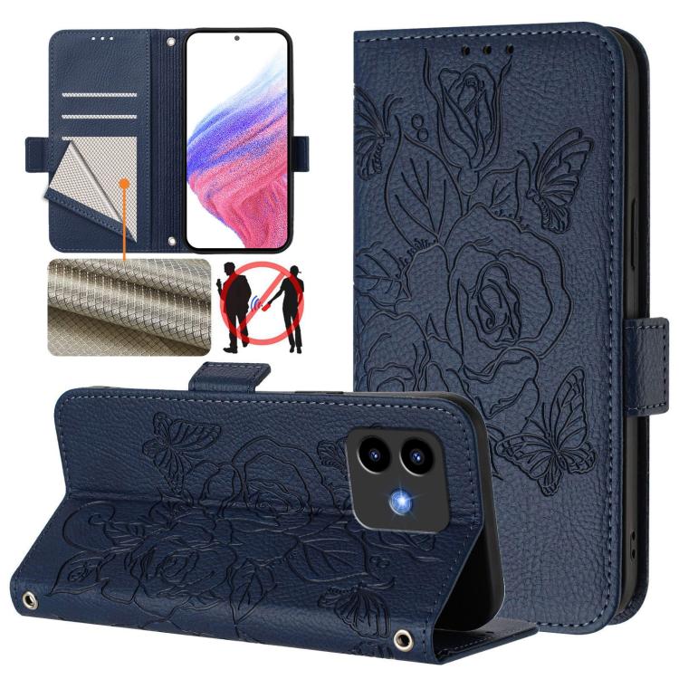 Embossed Rose RFID Anti-theft Leather Phone Case, For Cubot A40, For Cubot P90, For Cubot A30, For Cubot A20, For Cubot Max 5, For Cubot A10, For Cubot Note 40, For Cubot P50