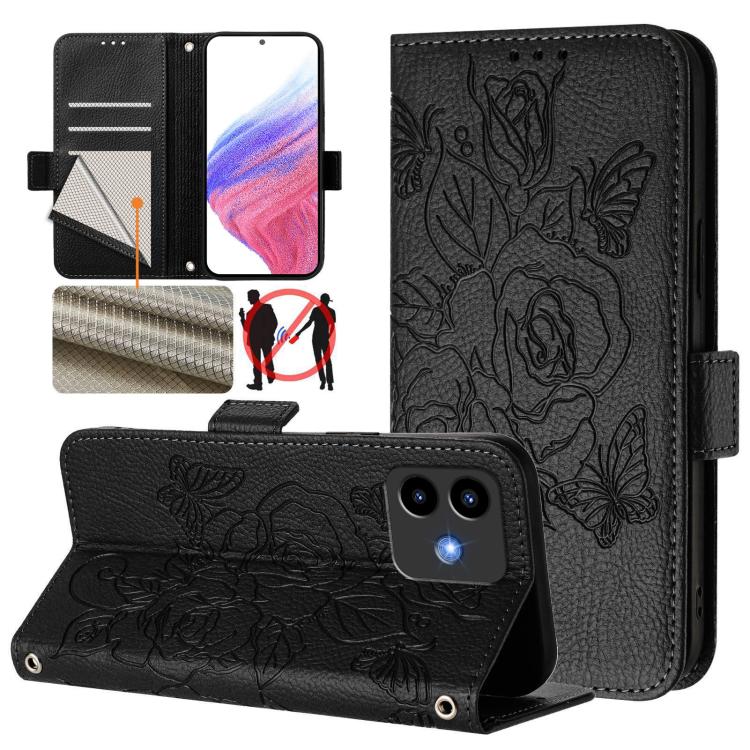 Embossed Rose RFID Anti-theft Leather Phone Case, For Cubot A40, For Cubot P90, For Cubot A30, For Cubot A20, For Cubot Max 5, For Cubot A10, For Cubot Note 40, For Cubot P50