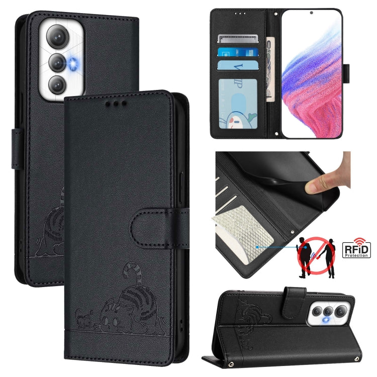 Cat Rat Embossed Pattern RFID Leather Phone Case with Lanyard, For Cubot A40, For Cubot P90, For Cubot A30, For Cubot A20, For Cubot Max 5, For Cubot A10, For Cubot Note 40, For Cubot P50