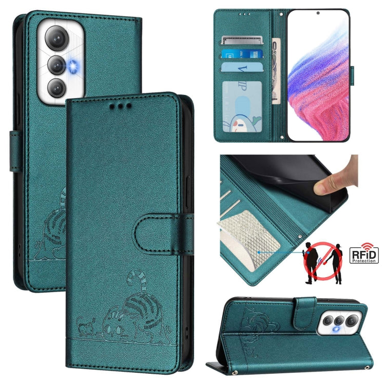 Cat Rat Embossed Pattern RFID Leather Phone Case with Lanyard, For Cubot A40, For Cubot P90, For Cubot A30, For Cubot A20, For Cubot Max 5, For Cubot A10, For Cubot Note 40, For Cubot P50