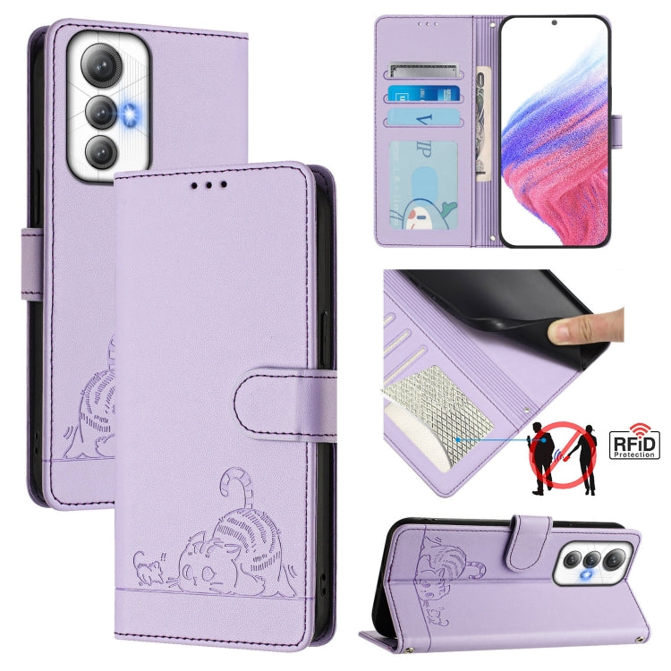 Cat Rat Embossed Pattern RFID Leather Phone Case with Lanyard, For Cubot A40, For Cubot P90, For Cubot A30, For Cubot A20, For Cubot Max 5, For Cubot A10, For Cubot Note 40, For Cubot P50