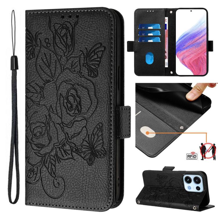 Embossed Rose RFID Anti-theft Leather Phone Case, For OPPO Reno13 F 5G / Reno13 A, For OPPO Reno16 F 5G / Reno16 FS 5G, For OPPO Reno16 5G / Reno16 Pro 5G Global, For OPPO Find X9s Pro 5G, For OPPO Find X9 Ultra, For OPPO Find X9, For OPPO A6 GT 5G    ...
