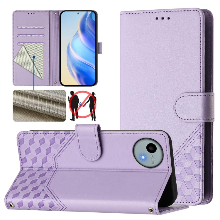 Honeycomb Embossing RFID Leather Phone Case, For Sharp Aquos wish6, For Sharp Aquos R11, For Sharp Aquos Sense10, For Sharp Basio Active3, For Sharp Aquos Sense9 Plus, For Sharp Aquos Sense9, For Sharp Aquos R9 Pro, For Sharp Aquos Wish 4