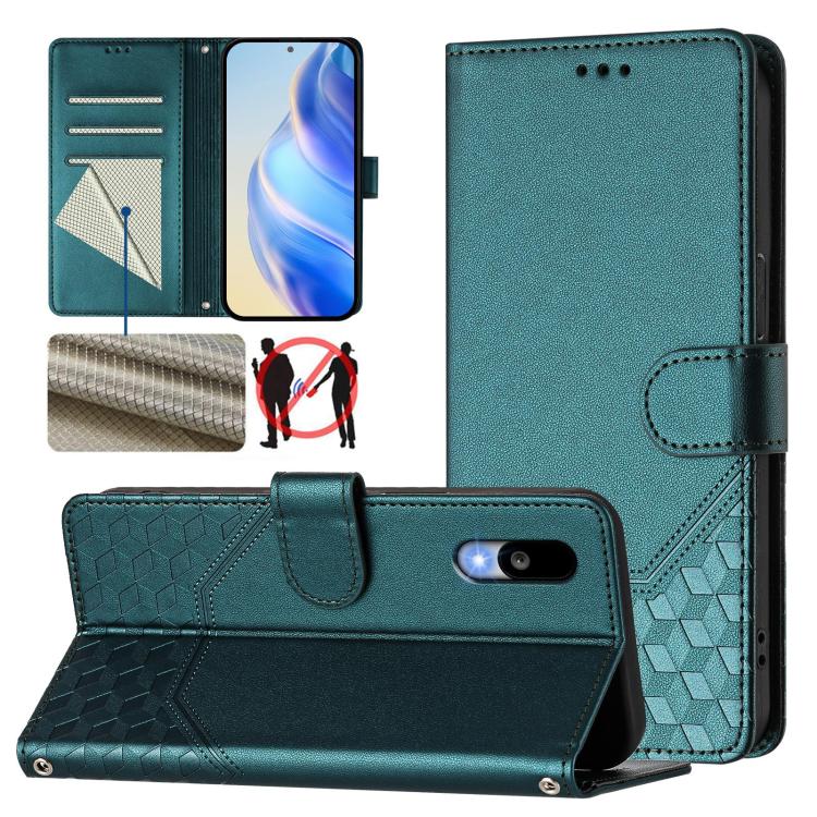 Honeycomb Embossing RFID Leather Phone Case, For Sharp Aquos wish6, For Sharp Aquos R11, For Sharp Aquos Sense10, For Sharp Basio Active3, For Sharp Aquos Sense9 Plus, For Sharp Aquos Sense9, For Sharp Aquos R9 Pro, For Sharp Aquos Wish 4