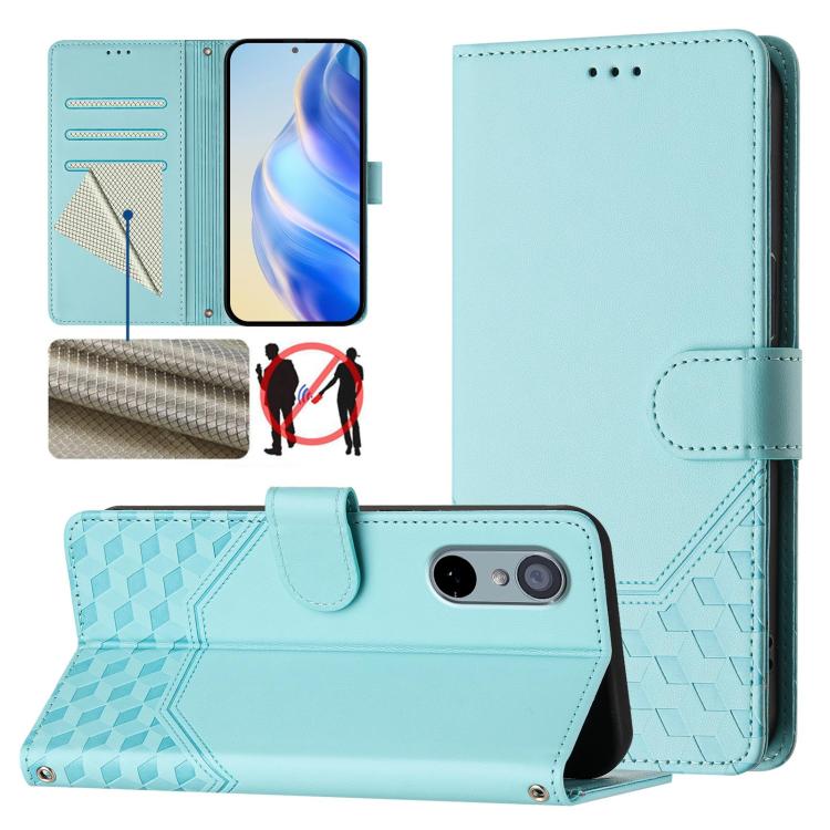 Honeycomb Embossing RFID Leather Phone Case, For Sharp Aquos R9, For Sharp Aquos sense8 SHG11 / SH-54D, For Sharp Aquos wish3
