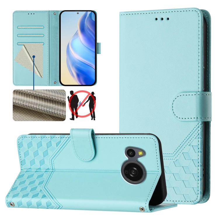 Honeycomb Embossing RFID Leather Phone Case, For Sharp Aquos R9, For Sharp Aquos sense8 SHG11 / SH-54D, For Sharp Aquos wish3