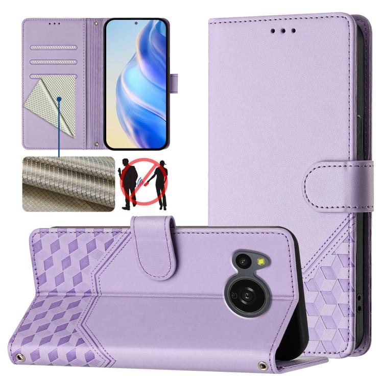 Honeycomb Embossing RFID Leather Phone Case, For Sharp Aquos R9, For Sharp Aquos sense8 SHG11 / SH-54D, For Sharp Aquos wish3
