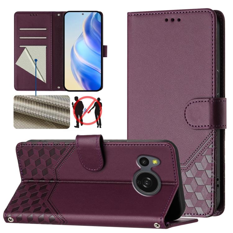 Honeycomb Embossing RFID Leather Phone Case, For Sharp Aquos R9, For Sharp Aquos sense8 SHG11 / SH-54D, For Sharp Aquos wish3