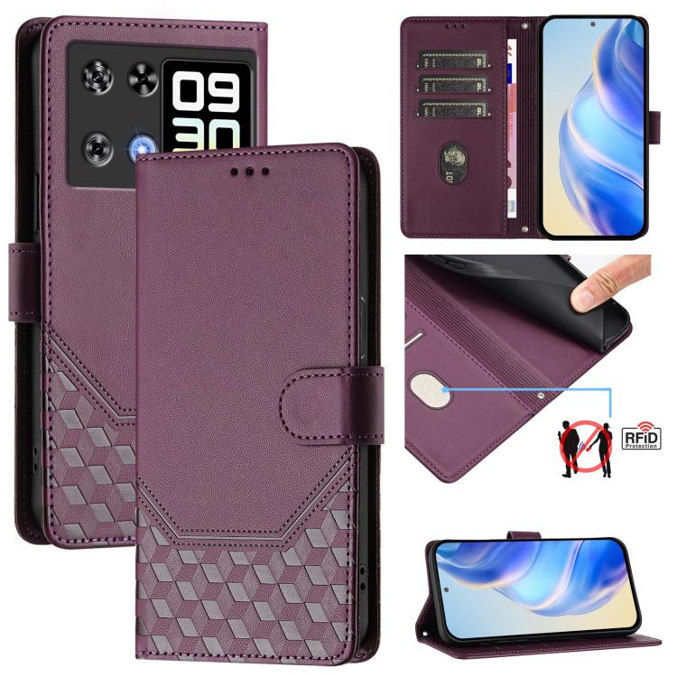 Honeycomb Embossing RFID Leather Phone Case, For Cubot A40, For Cubot P90, For Cubot A30, For Cubot A20, For Cubot Max 5, For Cubot A10, For Cubot Note 40, For Cubot P50