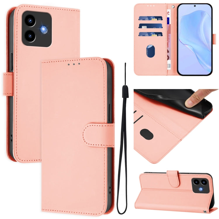 Skin Feel Solid Color Leather Phone Case with Lanyard, For Cubot Note 40, For Cubot P50