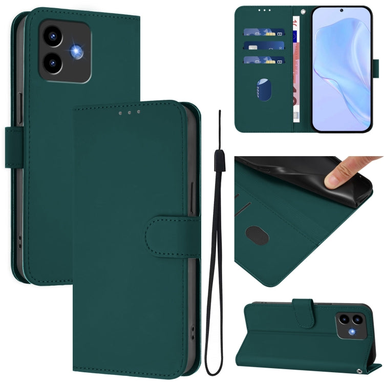 Skin Feel Solid Color Leather Phone Case with Lanyard, For Cubot Note 40, For Cubot P50