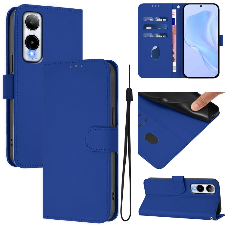 Skin Feel Solid Color Leather Phone Case with Lanyard, For Cricket Icon Plus 2026 / Icon 7 5G, For Cricket Icon 6