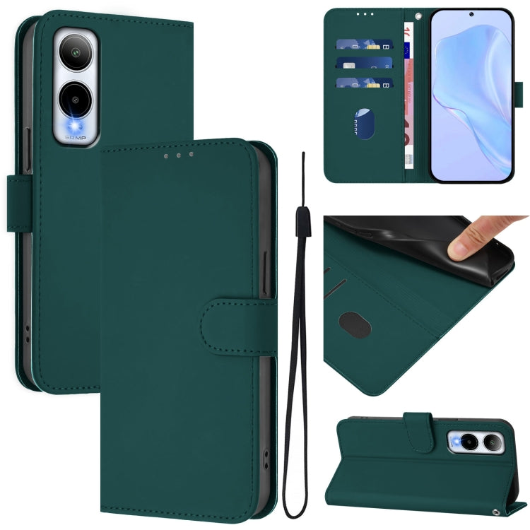 Skin Feel Solid Color Leather Phone Case with Lanyard, For Cricket Icon Plus 2026 / Icon 7 5G, For Cricket Icon 6