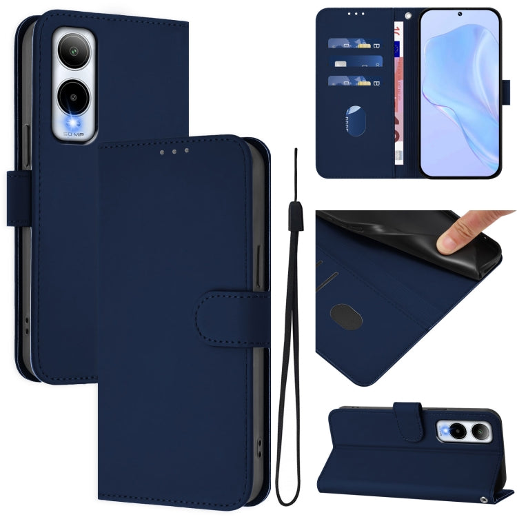 Skin Feel Solid Color Leather Phone Case with Lanyard, For Cricket Icon Plus 2026 / Icon 7 5G, For Cricket Icon 6
